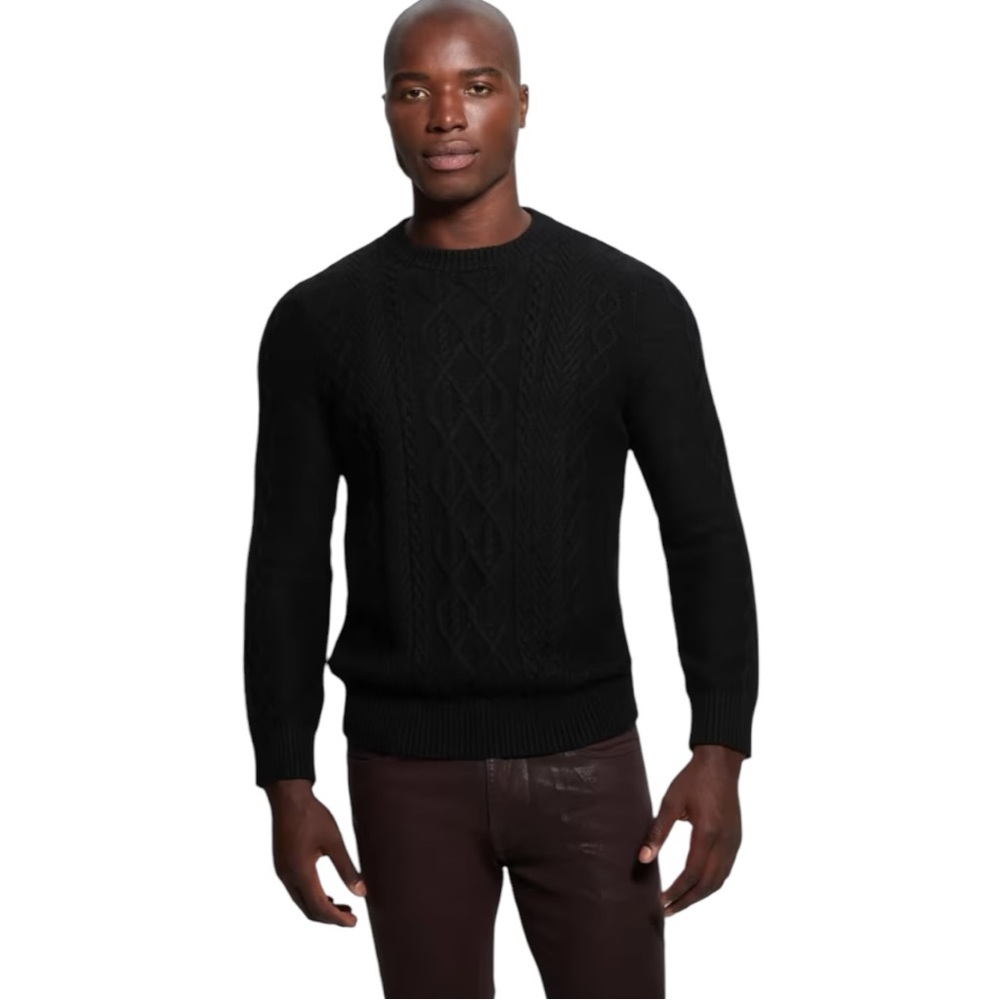 Black Guess Knitted Crew Neck Sweater (M)